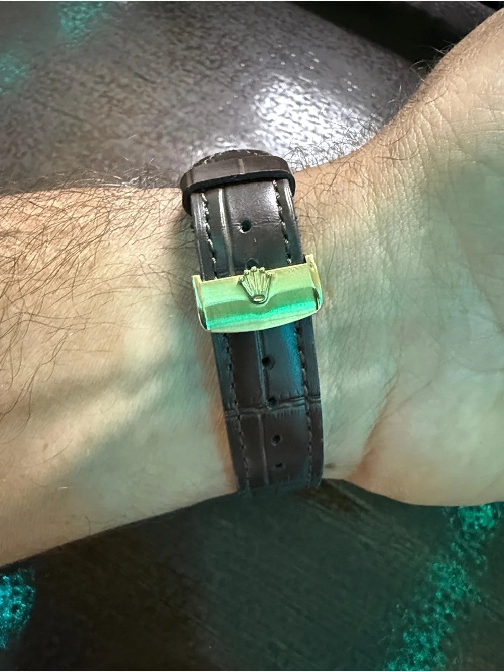 Black Dial Men's Leather Strap Watch
